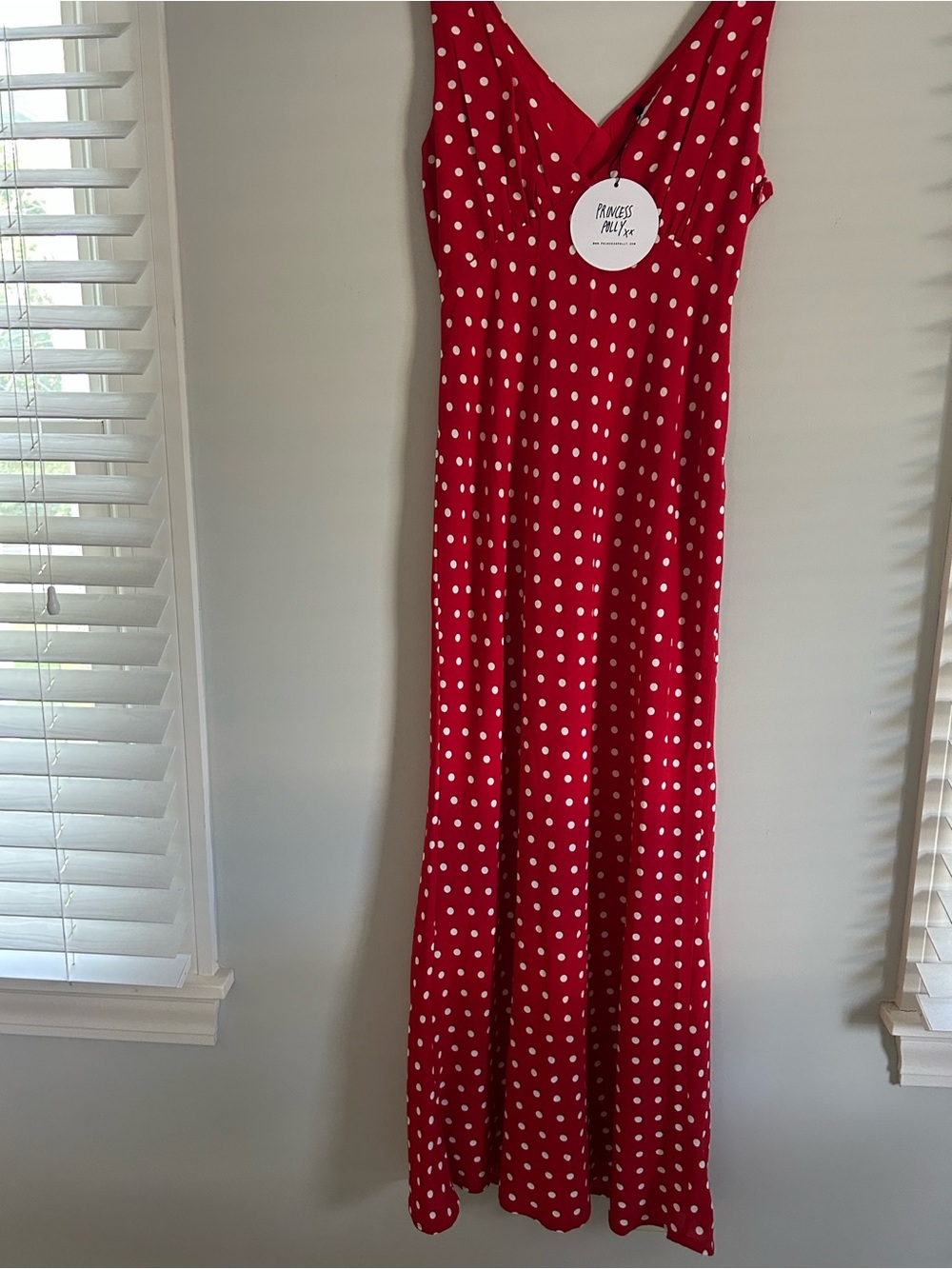 Princess Polly Red Dress with White Polka Dots - Picture 7 of 10